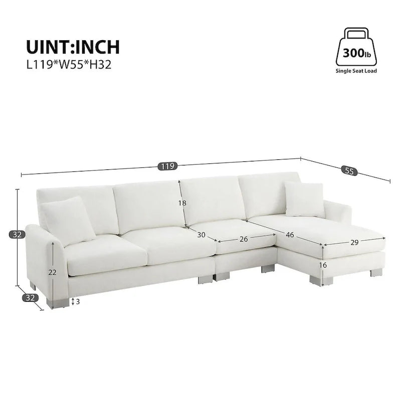 Spacious L-Shaped Chenille Sectional Sofa with Chaise Lounge for Living Room, Apartment, or Office 16