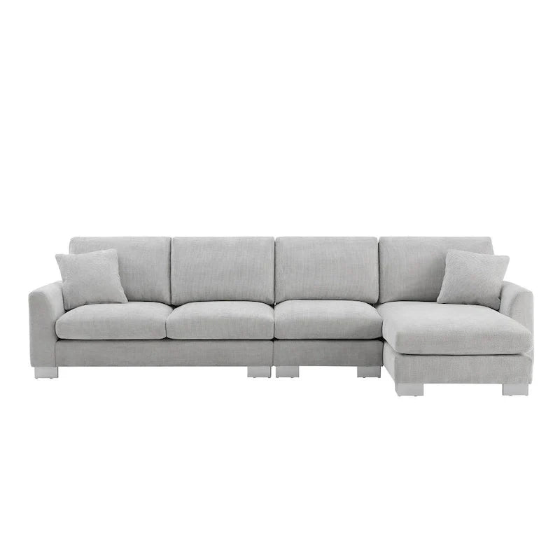 Spacious L-Shaped Chenille Sectional Sofa with Chaise Lounge for Living Room, Apartment, or Office 22