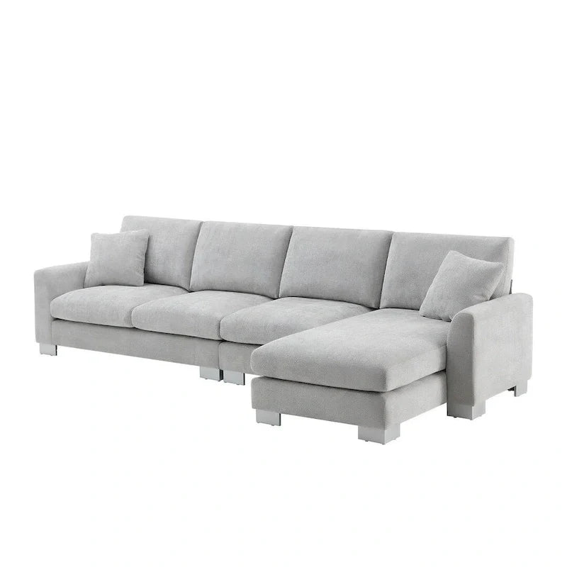 Spacious L-Shaped Chenille Sectional Sofa with Chaise Lounge for Living Room, Apartment, or Office 23