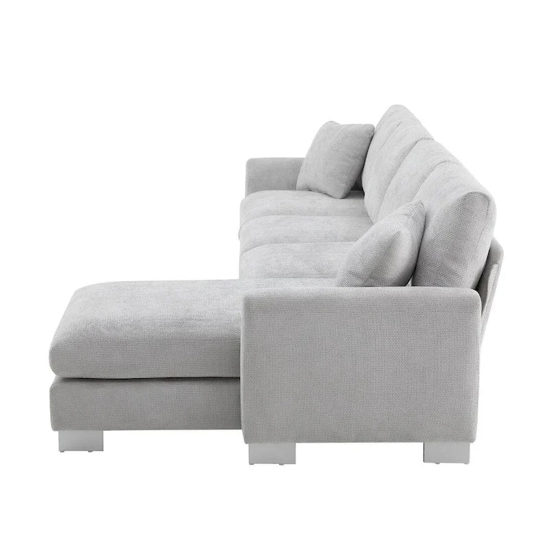 Spacious L-Shaped Chenille Sectional Sofa with Chaise Lounge for Living Room, Apartment, or Office 24
