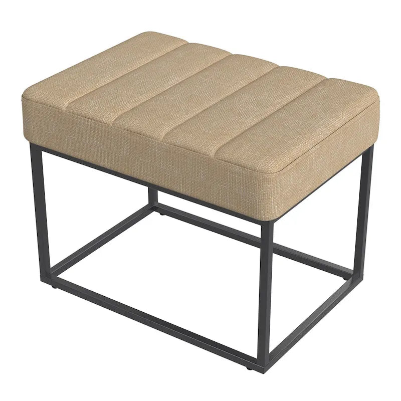 Upholstered Ottoman with Tufted Cushion and Metal Frame 10