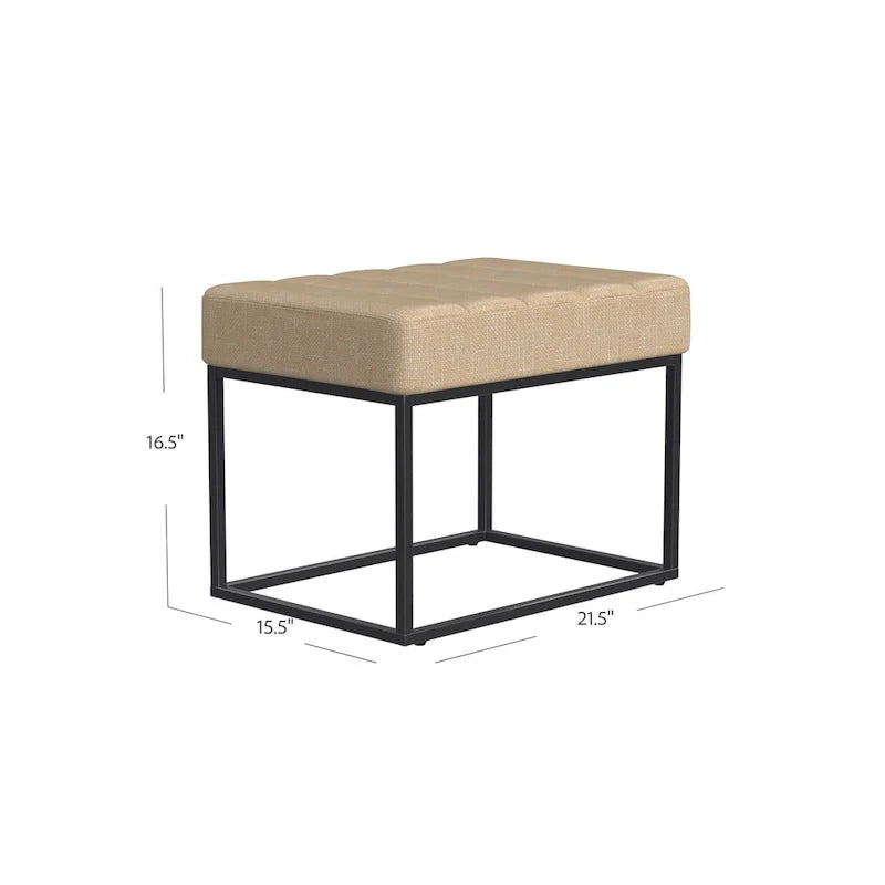Upholstered Ottoman with Tufted Cushion and Metal Frame 12