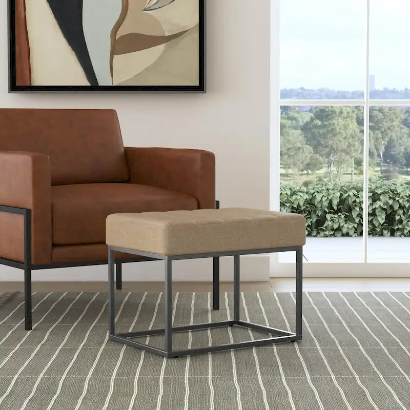 HomePop Theodore Upholstered Ottoman 13