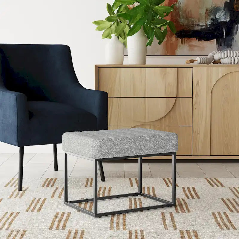 HomePop Theodore Upholstered Ottoman 14