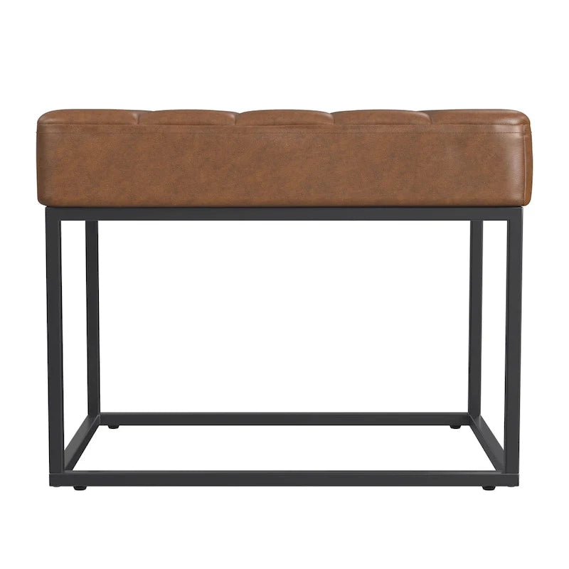 Upholstered Ottoman with Tufted Cushion and Metal Frame 23