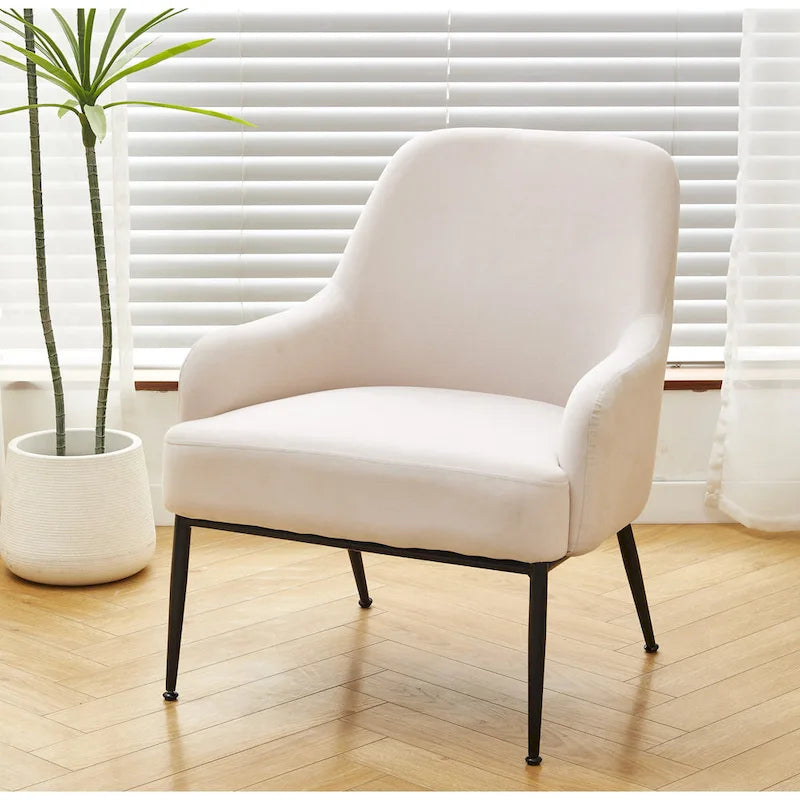 Mid-Century Velvet Accent Chair with Slope Arms 7