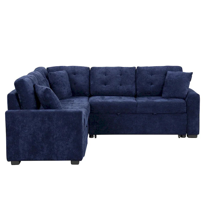82.6-Inch L-Shaped Sleeper Sofa with Pull-Out Feature, Wheels, USB Ports, and Power Sockets - Dimensions: 82.6W x 82.6D x 33H 5