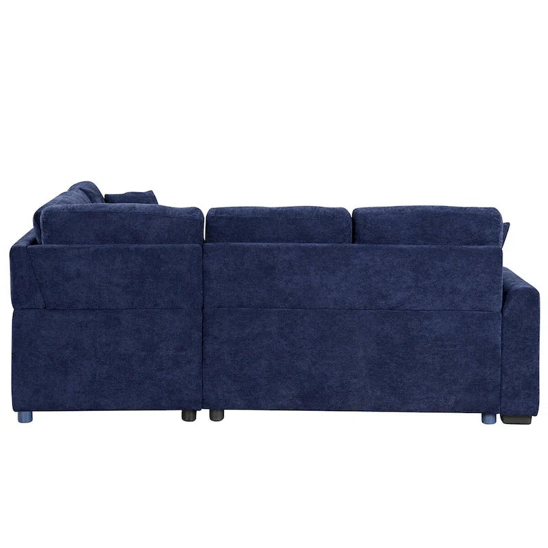 82.6-Inch L-Shaped Sleeper Sofa with Pull-Out Feature, Wheels, USB Ports, and Power Sockets - Dimensions: 82.6W x 82.6D x 33H 11