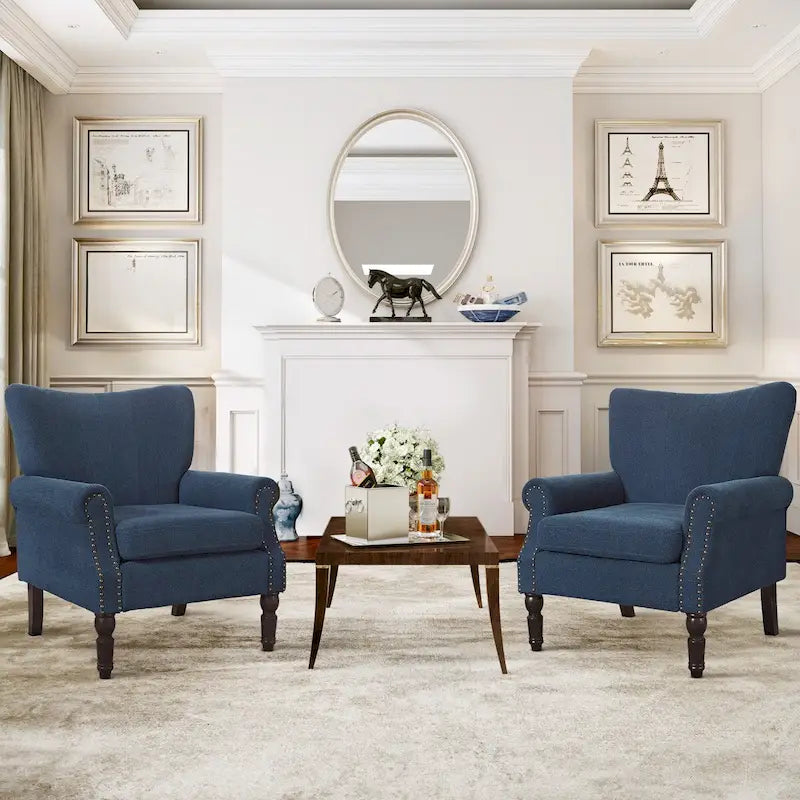 COZYMAN Contemporary Upholstered Armchair Set of 2 - Solid Wood Accent Chairs in Fabric/Faux Leather for Living Room 29