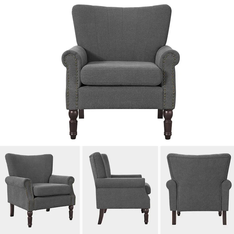 COZYMAN Contemporary Upholstered Armchair Set of 2 - Solid Wood Accent Chairs in Fabric/Faux Leather for Living Room 17