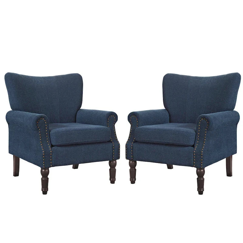 COZYMAN Contemporary Upholstered Armchair Set of 2 - Solid Wood Accent Chairs in Fabric/Faux Leather for Living Room 23