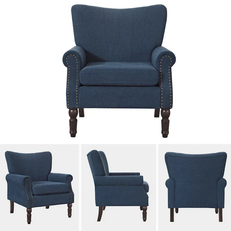 COZYMAN Contemporary Upholstered Armchair Set of 2 - Solid Wood Accent Chairs in Fabric/Faux Leather for Living Room 24