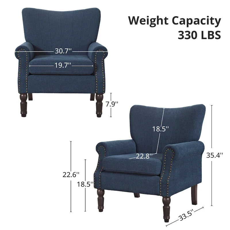COZYMAN Contemporary Upholstered Armchair Set of 2 - Solid Wood Accent Chairs in Fabric/Faux Leather for Living Room 25