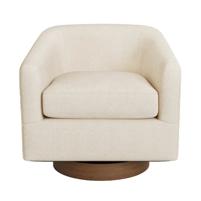 LUE BONA Contemporary Upholstered Wooden Barrel Swivel Accent Chair for Living Room 2