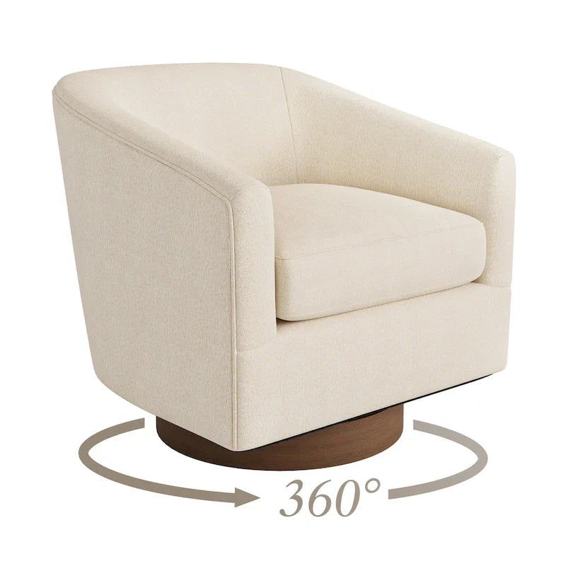 LUE BONA Contemporary Upholstered Wooden Barrel Swivel Accent Chair for Living Room 3