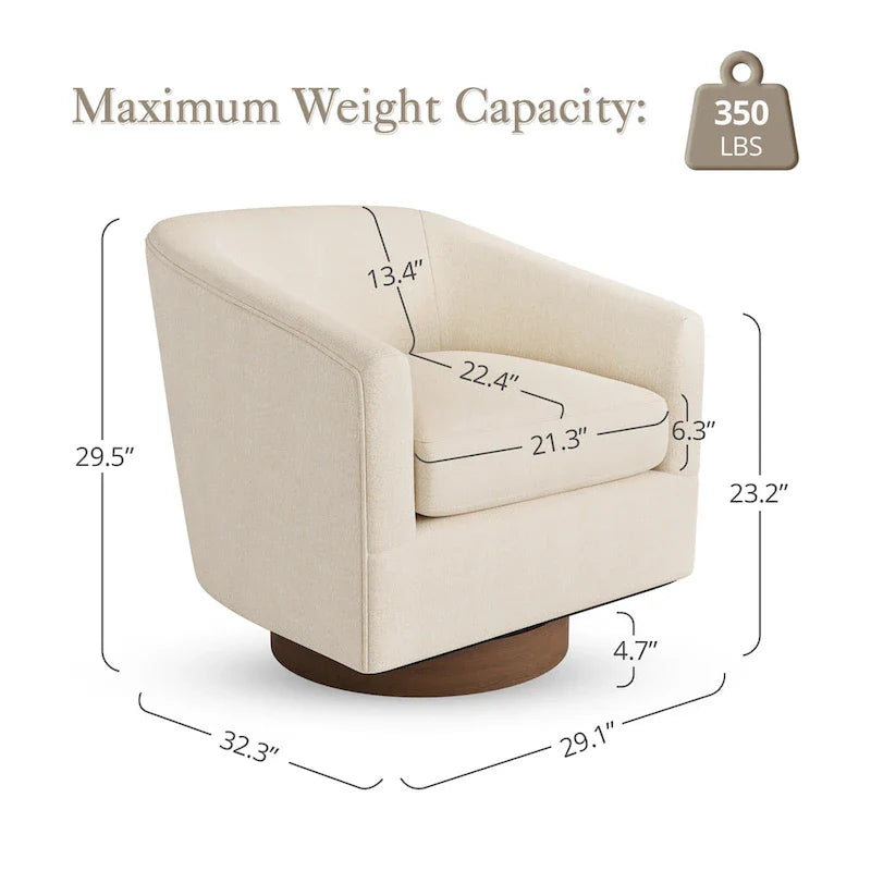LUE BONA Contemporary Upholstered Wooden Barrel Swivel Accent Chair for Living Room 4