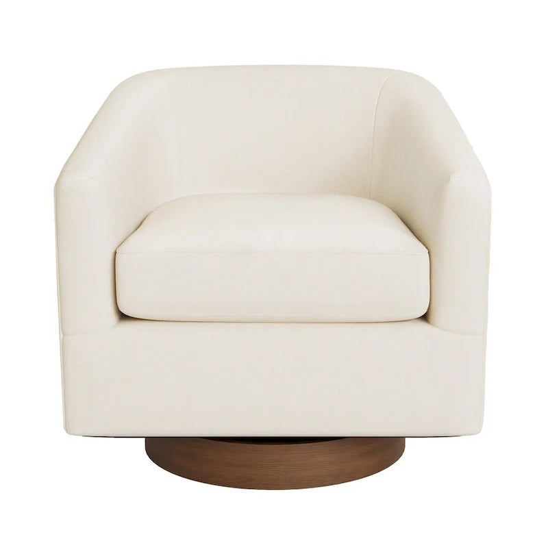 LUE BONA Contemporary Upholstered Wooden Barrel Swivel Accent Chair for Living Room 9