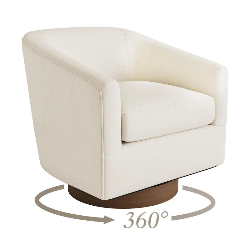 LUE BONA Contemporary Upholstered Wooden Barrel Swivel Accent Chair for Living Room 10
