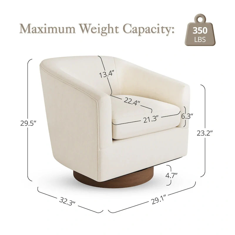 LUE BONA Contemporary Upholstered Wooden Barrel Swivel Accent Chair for Living Room 11