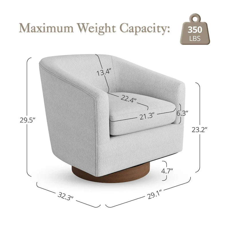 LUE BONA Contemporary Upholstered Wooden Barrel Swivel Accent Chair for Living Room 18