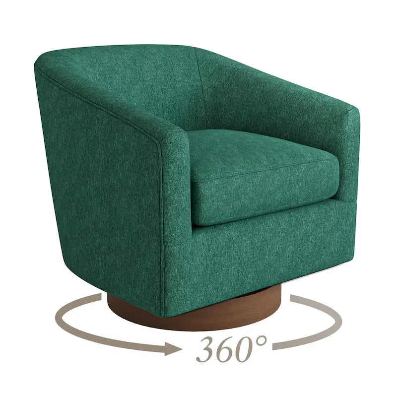 LUE BONA Contemporary Upholstered Wooden Barrel Swivel Accent Chair for Living Room 24