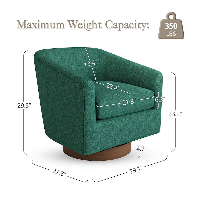 LUE BONA Contemporary Upholstered Wooden Barrel Swivel Accent Chair for Living Room 25