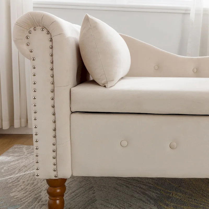 Modern Upholstered Chaise Lounge Chair with Storage & Pillow - Ideal for Bedroom Relaxation and Sleeping 9