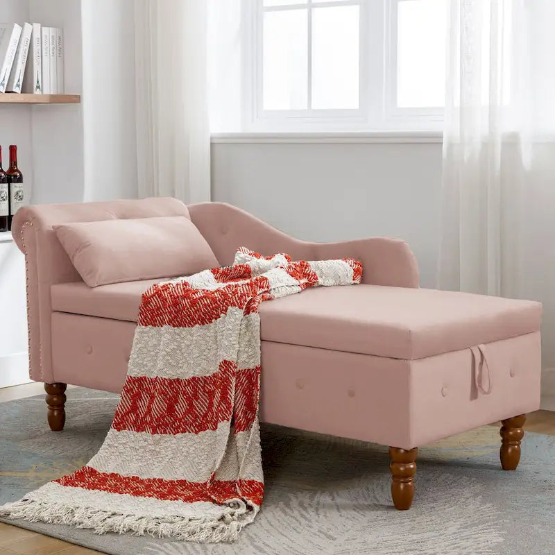 Modern Upholstered Chaise Lounge Chair with Storage & Pillow - Ideal for Bedroom Relaxation and Sleeping 10
