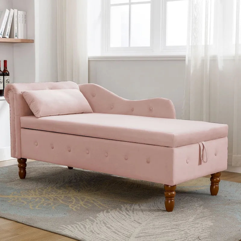 Modern Upholstered Chaise Lounge Chair with Storage & Pillow - Ideal for Bedroom Relaxation and Sleeping 11