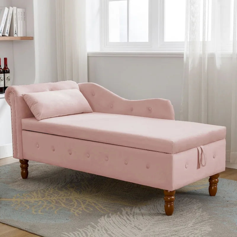 Modern Upholstered Chaise Lounge Chair with Storage & Pillow - Ideal for Bedroom Relaxation and Sleeping 12