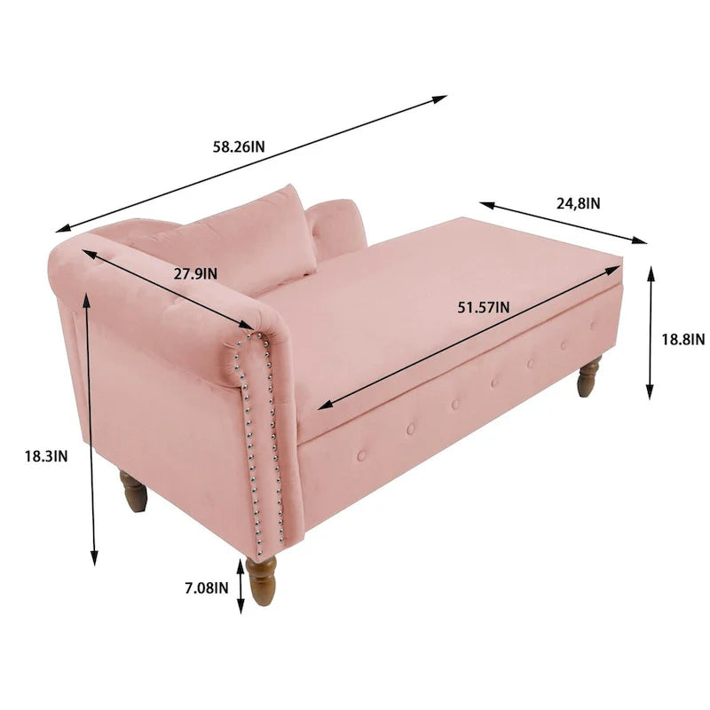 Modern Upholstered Chaise Lounge Chair with Storage & Pillow - Ideal for Bedroom Relaxation and Sleeping 14