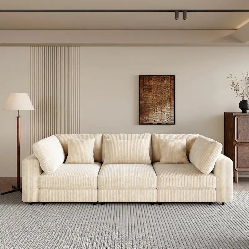 105-Inch Sofa with Cushions and Five Decorative Pillows 2