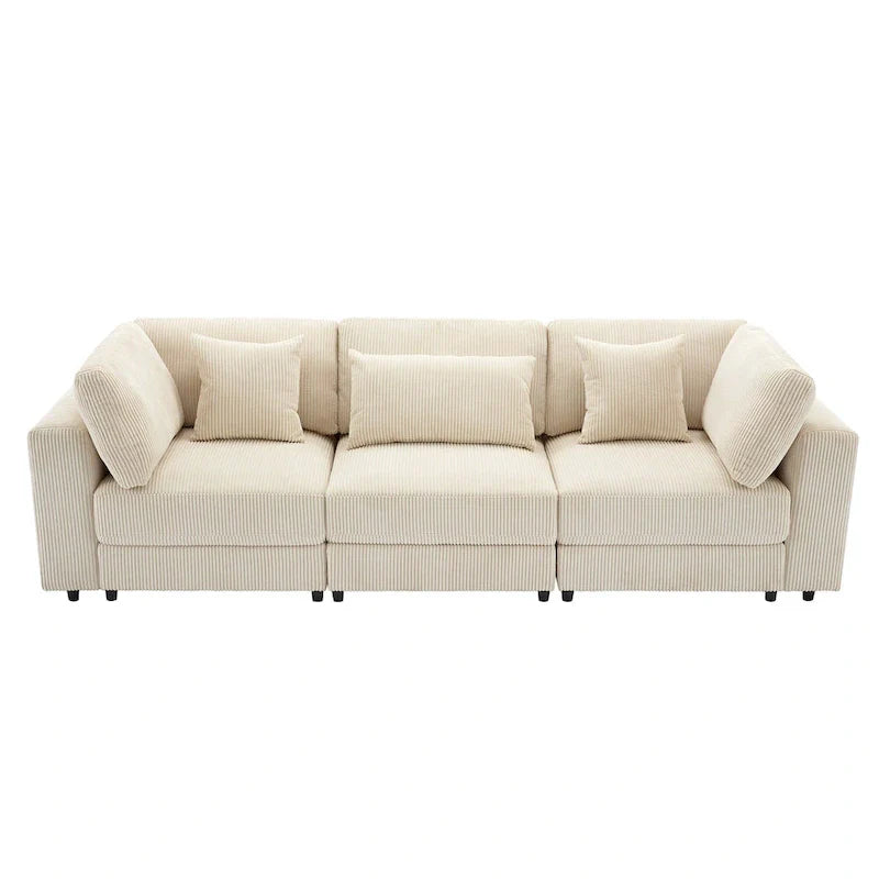 105-Inch Sofa with Cushions and Five Decorative Pillows 4