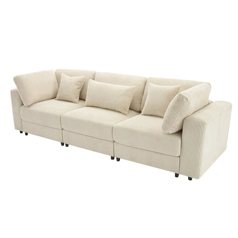105-Inch Sofa with Cushions and Five Decorative Pillows 5