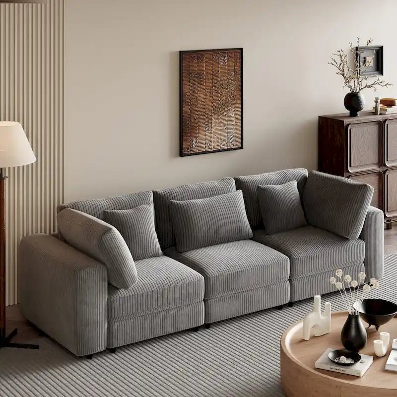 105-Inch Sofa with Cushions and Five Decorative Pillows 10