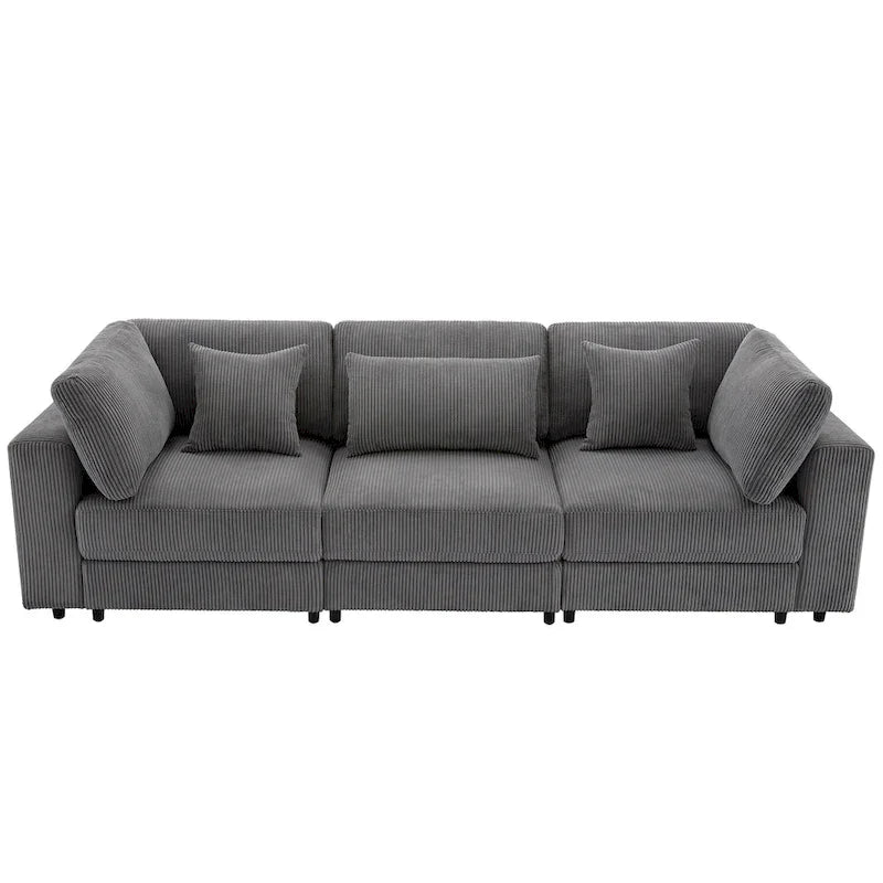 105-Inch Sofa with Cushions and Five Decorative Pillows 11