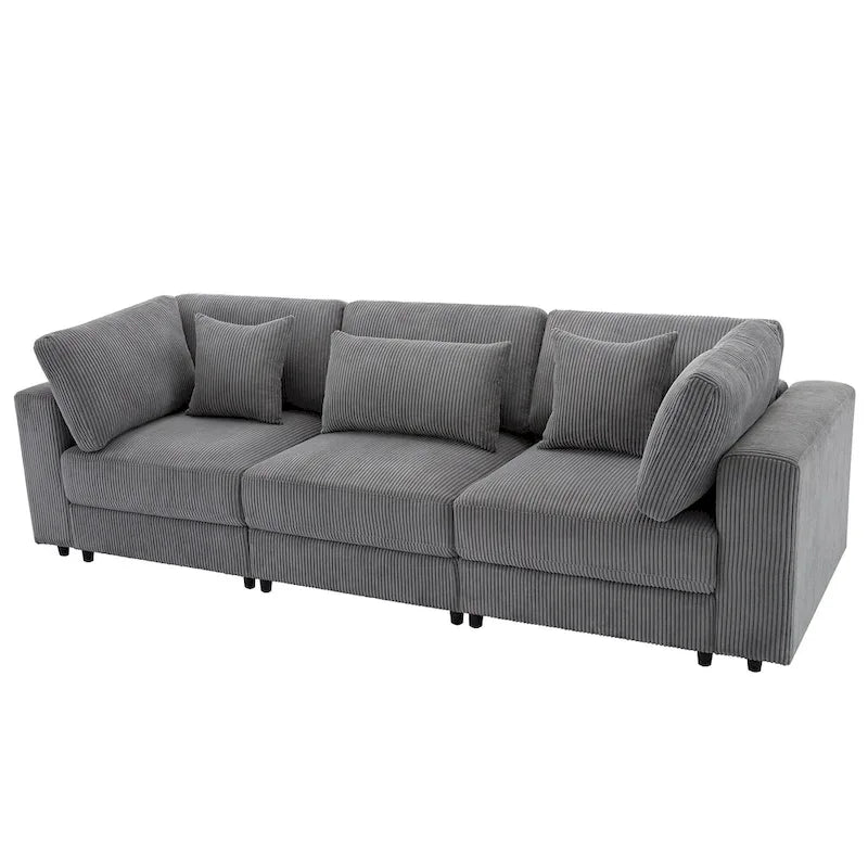 105-Inch Sofa with Cushions and Five Decorative Pillows 12