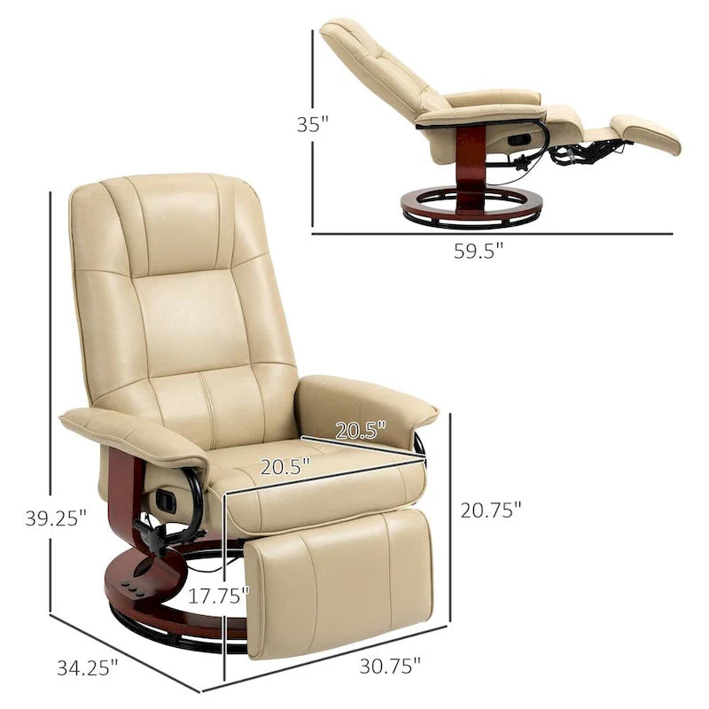 Swivel Recliner Chair with Adjustable Backrest and Footrest 2