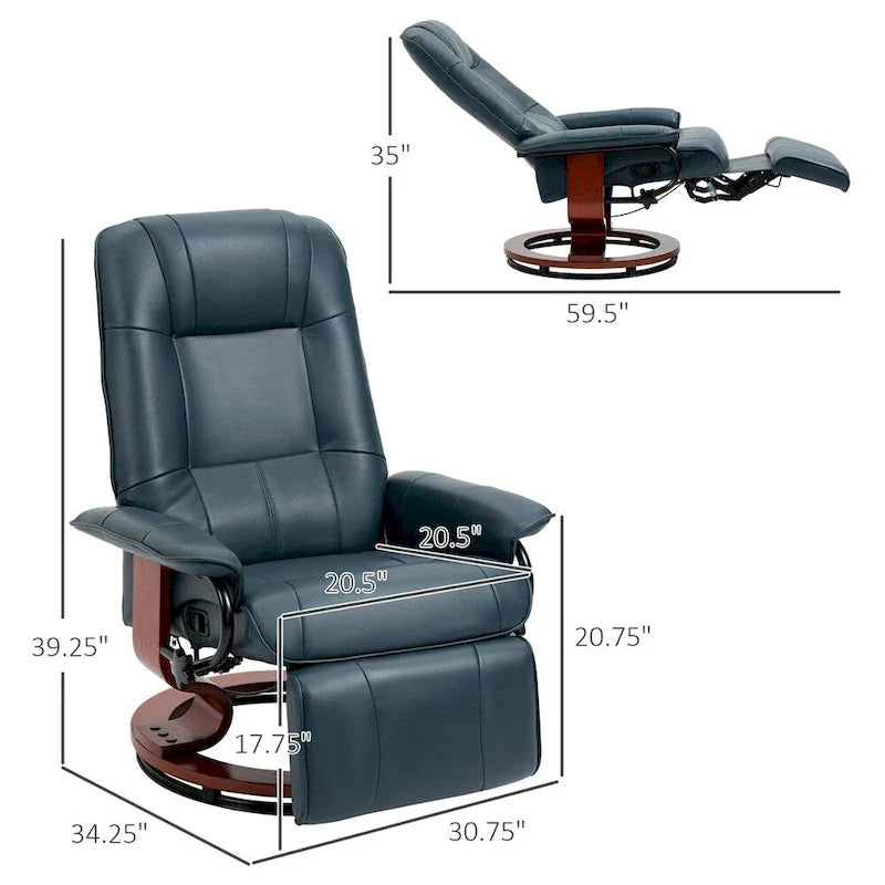 Swivel Recliner Chair with Adjustable Backrest and Footrest 4