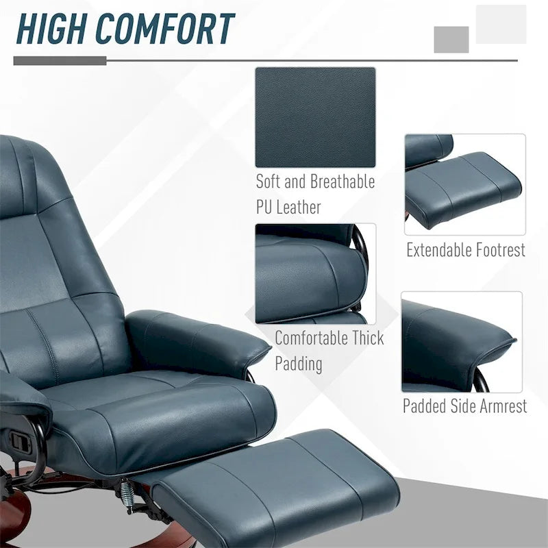Swivel Recliner Chair with Adjustable Backrest and Footrest 8