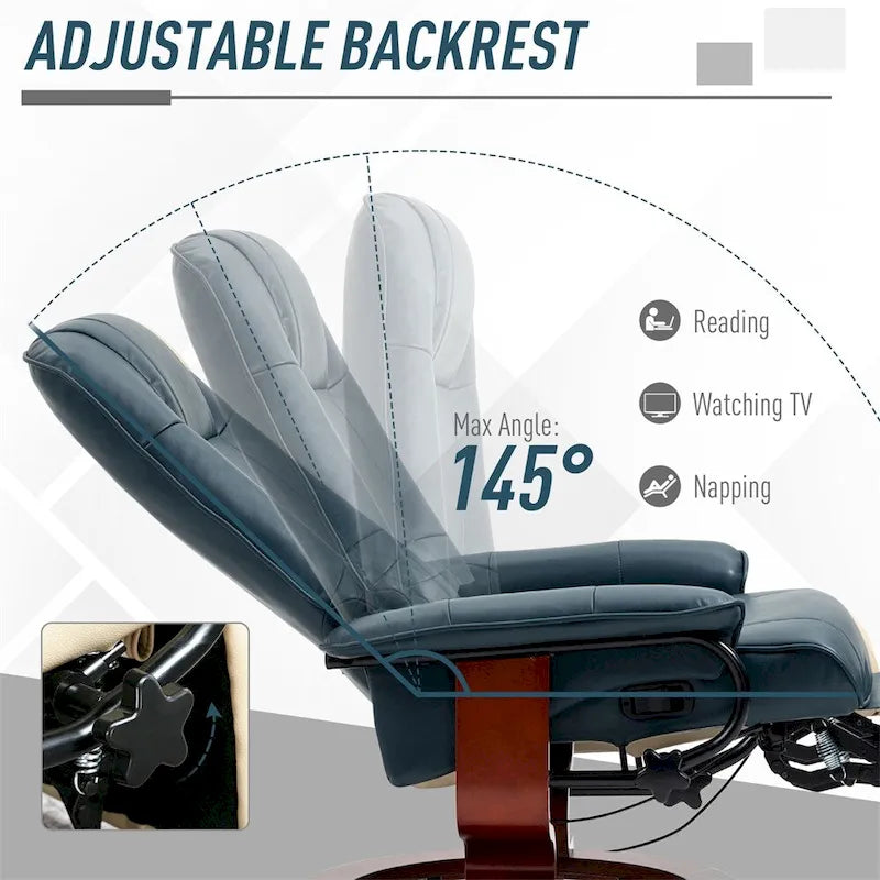 Swivel Recliner Chair with Adjustable Backrest and Footrest 9