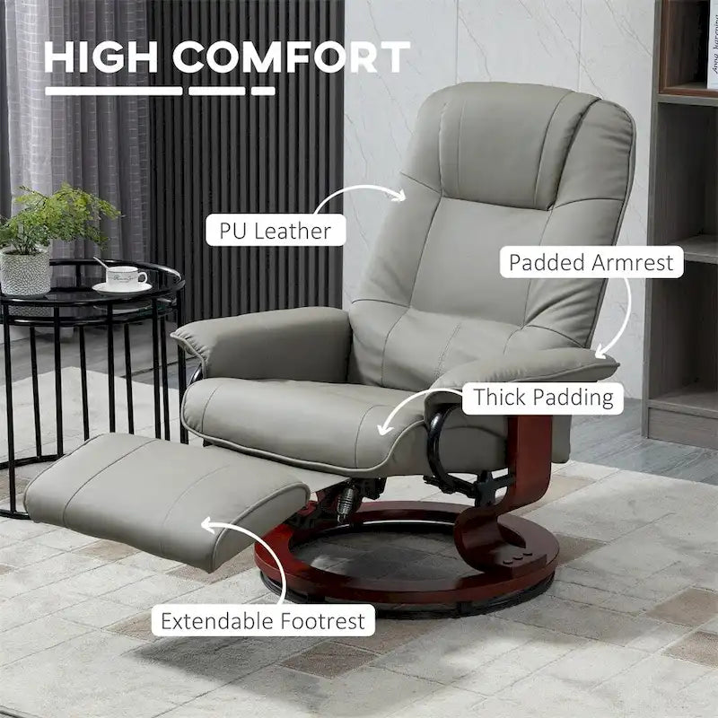 Swivel Recliner Chair with Adjustable Backrest and Footrest 15