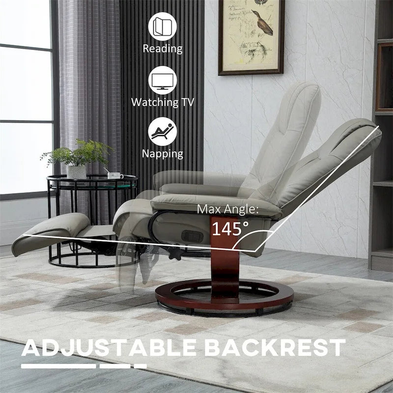Swivel Recliner Chair with Adjustable Backrest and Footrest 16