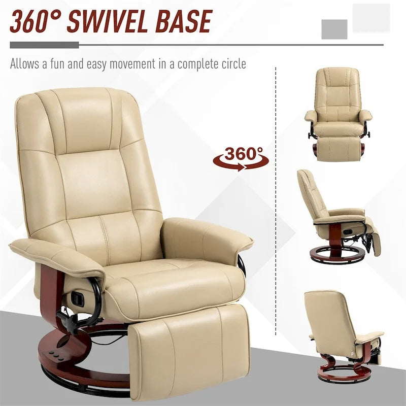 Swivel Recliner Chair with Adjustable Backrest and Footrest 23