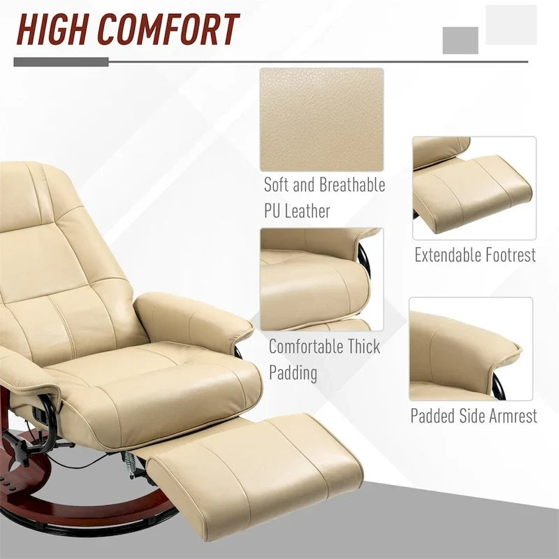 Swivel Recliner Chair with Adjustable Backrest and Footrest 24