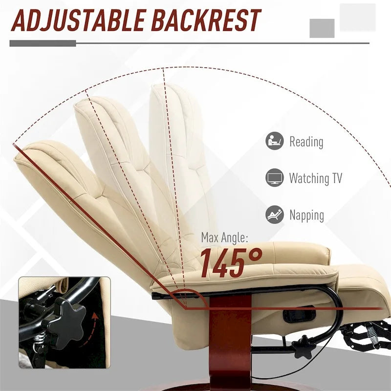 Swivel Recliner Chair with Adjustable Backrest and Footrest 25