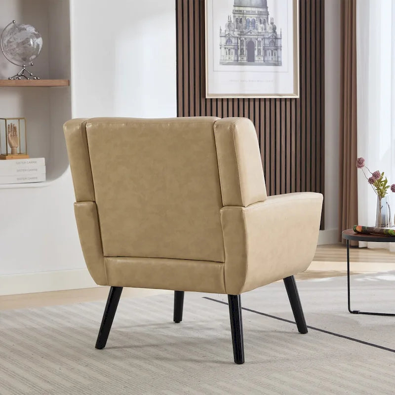 Contemporary Ergonomic Accent Chair in Soft Leather with Black Legs – Ideal for Living Room and Bedroom 6