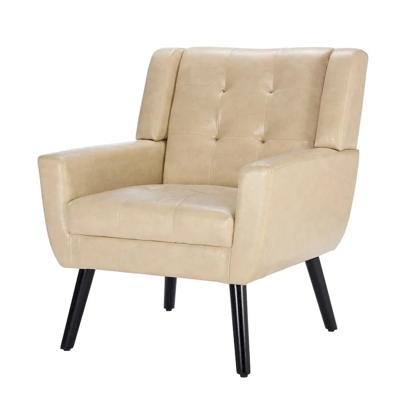 Contemporary Ergonomic Accent Chair in Soft Leather with Black Legs – Ideal for Living Room and Bedroom 8
