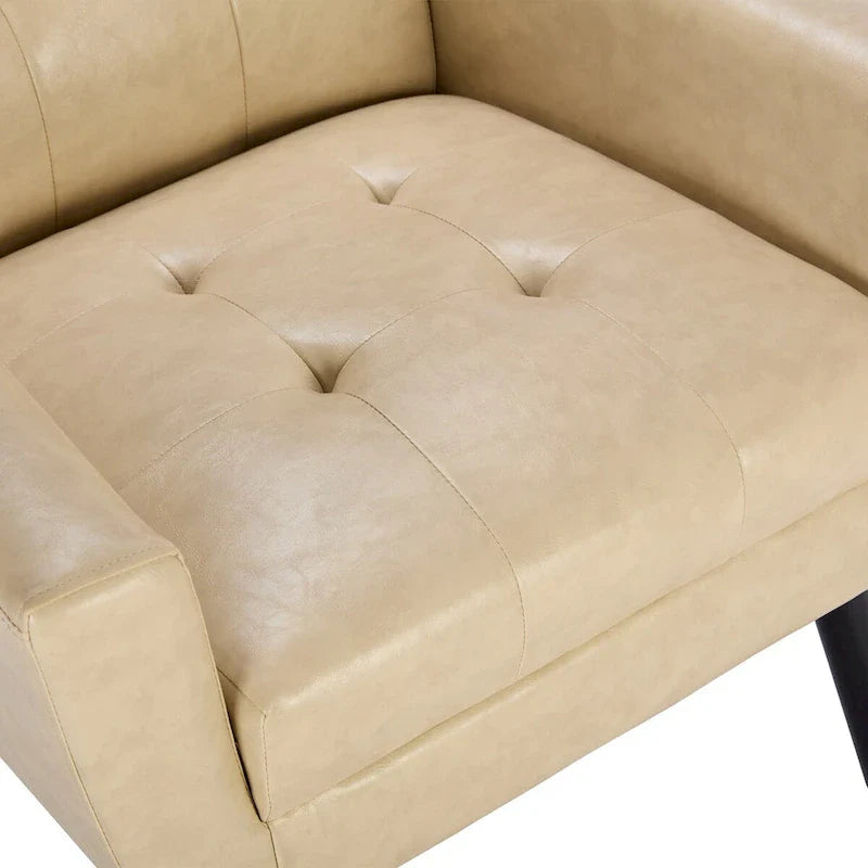 Contemporary Ergonomic Accent Chair in Soft Leather with Black Legs – Ideal for Living Room and Bedroom 10
