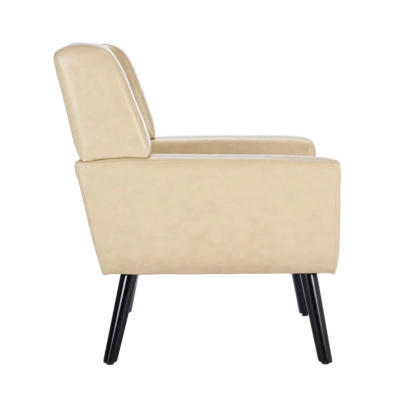 Contemporary Ergonomic Accent Chair in Soft Leather with Black Legs – Ideal for Living Room and Bedroom 11